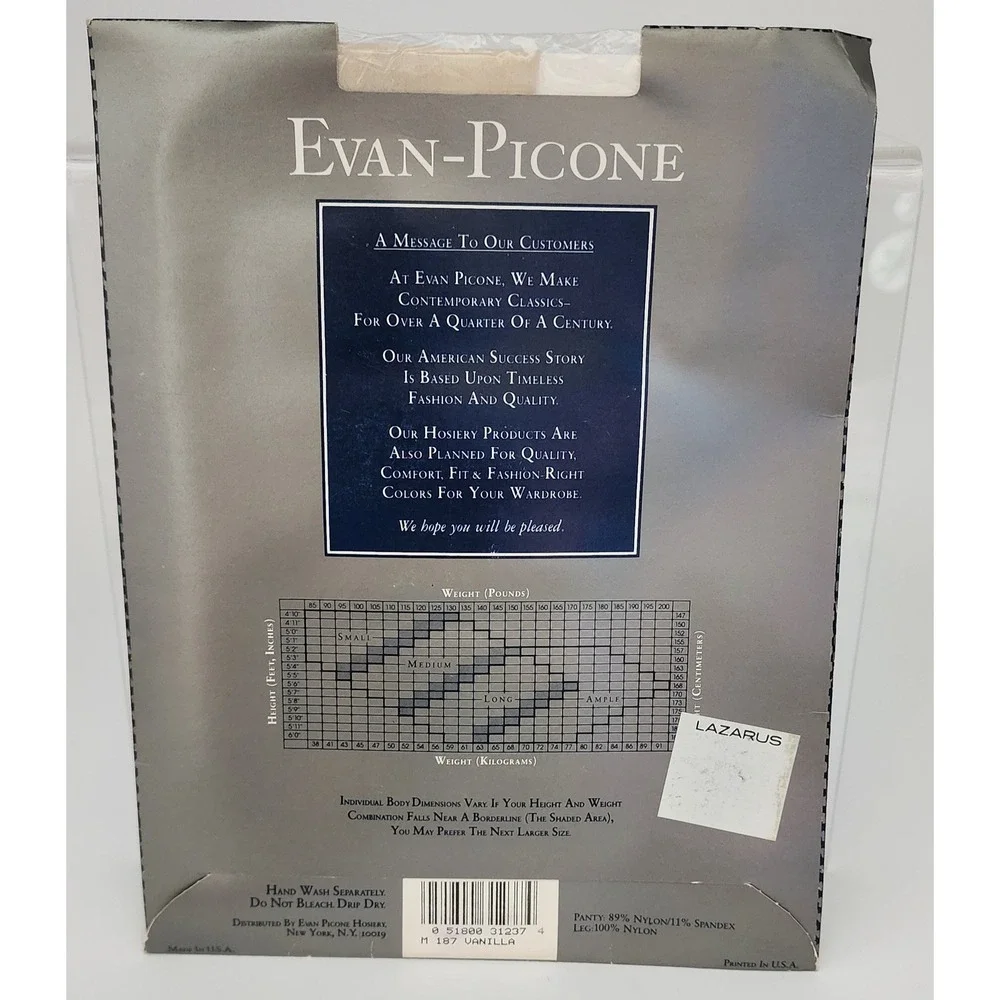 Evan-Picone Business Sheer Pantyhose NIP Medium Vanilla New Light Control Top